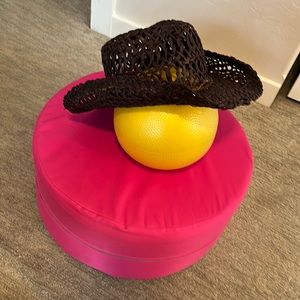 brown PETER GRIMM straw raffia classic packable cowboy hat - one size